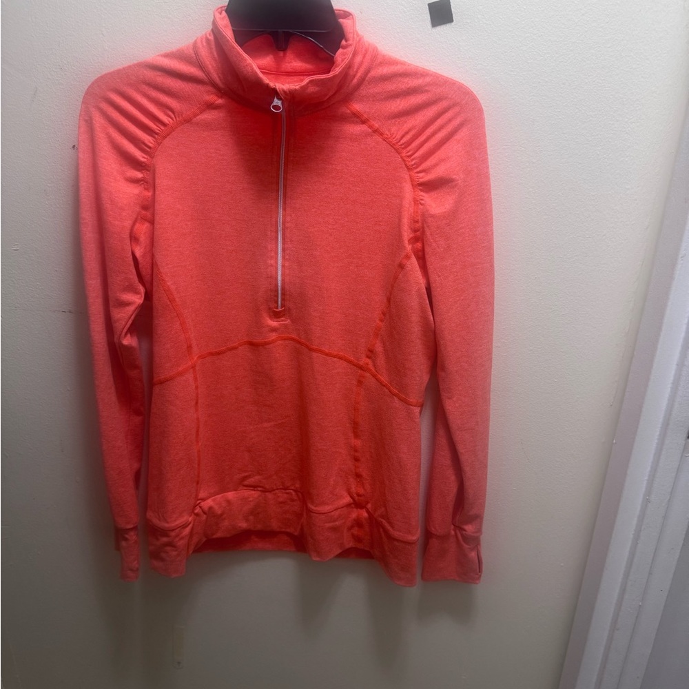 Road runner Women's orange Half-Zip Pullover size small w/ thumbholes